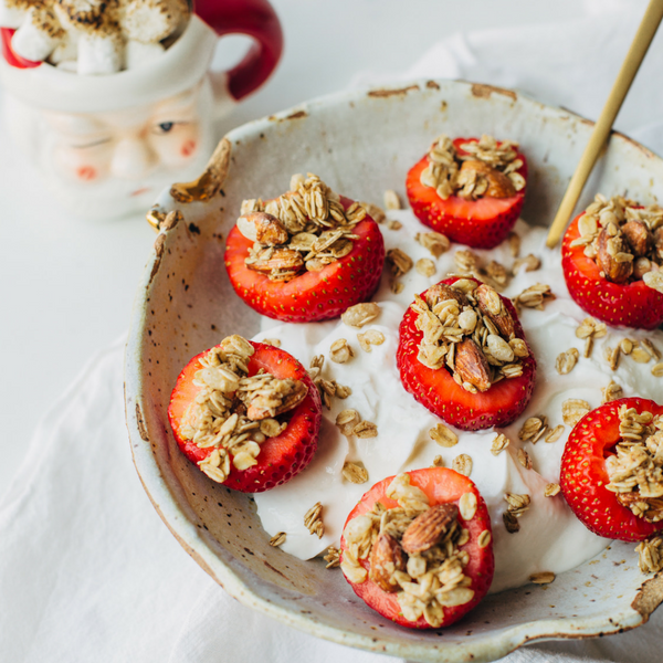 Granola + Greek Yogurt Stuffed Strawberries