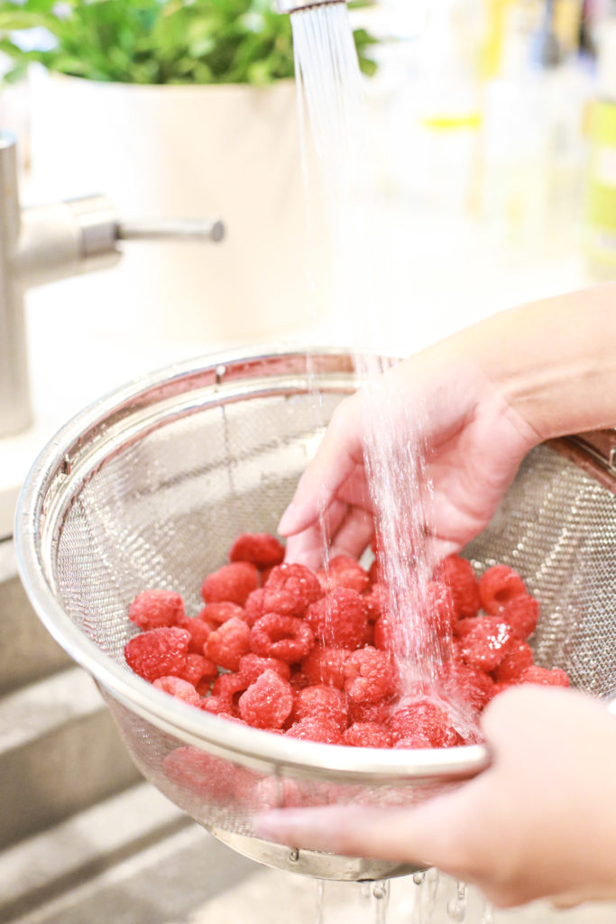 Washing raspberries