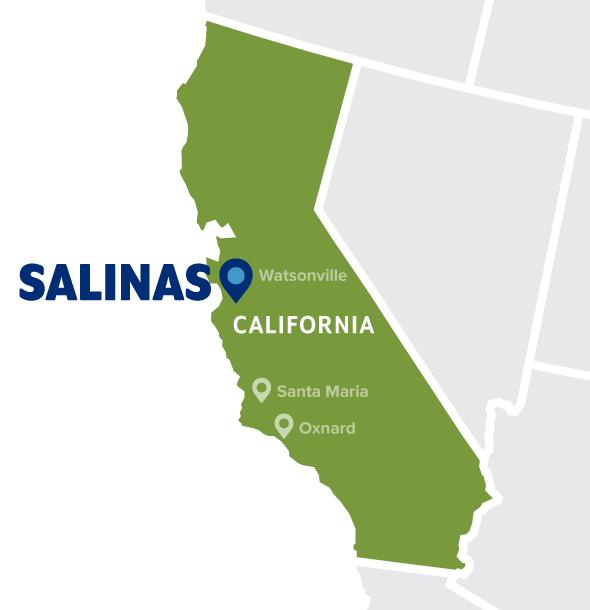 Map with Salinas highlighted