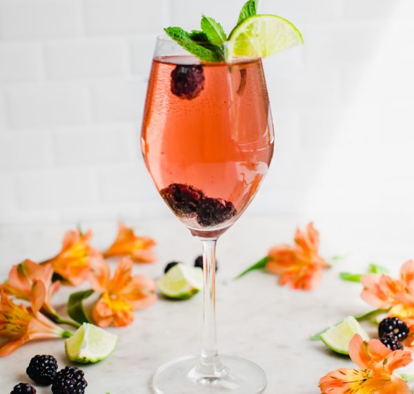 Sparkling Prickly Pear Iced Tea with Muddled Blackberry-Mint