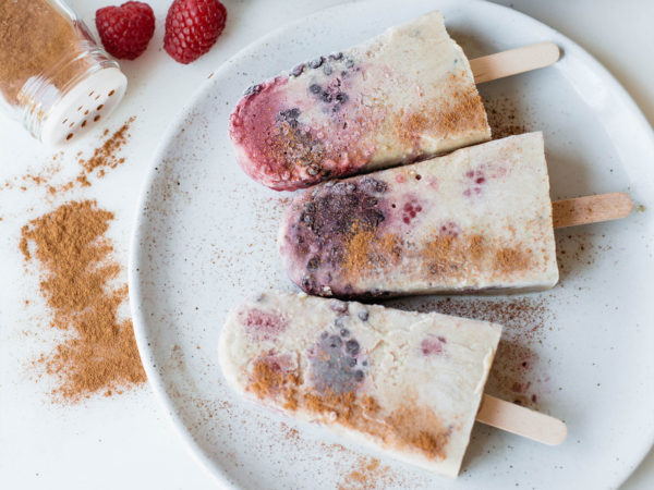 Berry Avocado Horchata Popsicles