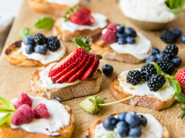 Berry Bruchetta with Honey Yogurt Spread