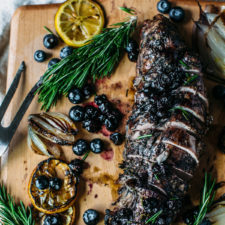 Blueberries + Rosemary Honey Glazed Grilled Pork Tenderloin