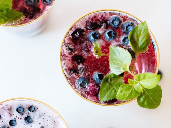 Blueberry Basil Bellinis