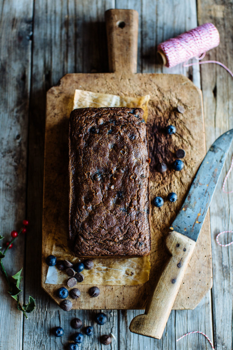 Blueberry and Dark Chocolate Chip Pumpkin Bread