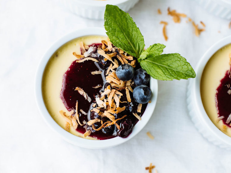 Blueberry Vanilla Pot De Creme + Toasted Coconut