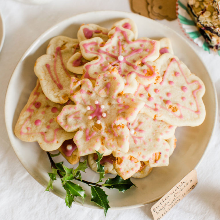 Butterscotch Sugar Cookies with Blackberry Icing