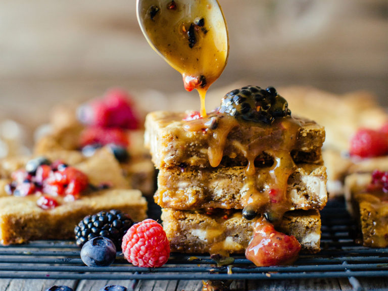 Caramel & Berry Blondies