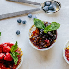 Coconut Quinoa Brulee with Berry Trio Compote