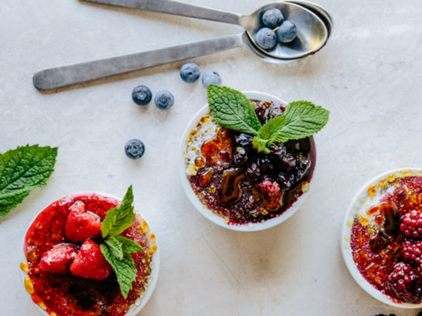 Coconut Quinoa Brulee with Berry Trio Compote