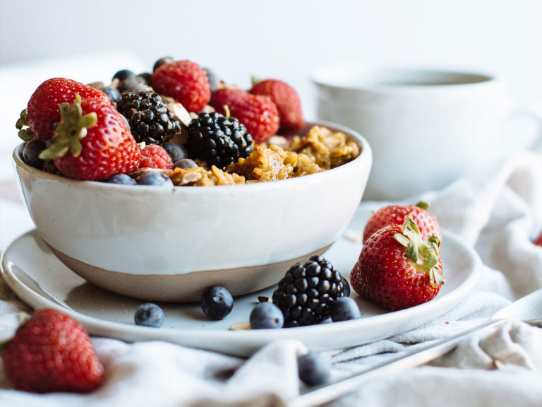 Golden Oatmeal with Cinnamon Sugar Berries