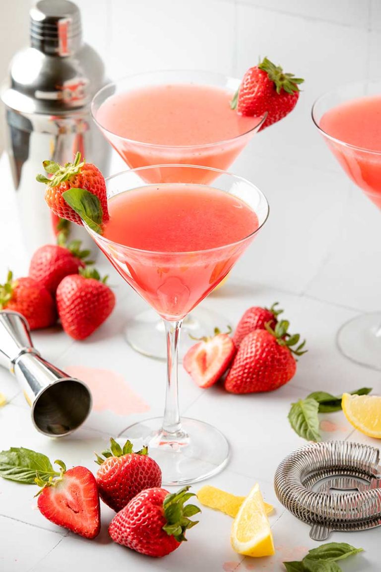 Strawberry Basil Limoncello Martini