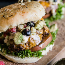 Summer BBQ Burger with Blueberry & Corn Salsa
