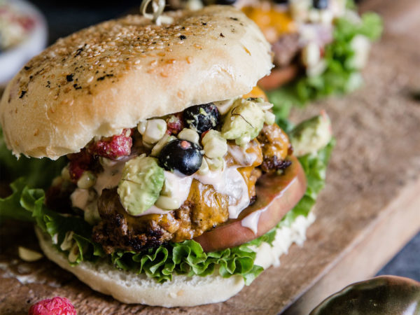 Summer BBQ Burger with Blueberry & Corn Salsa