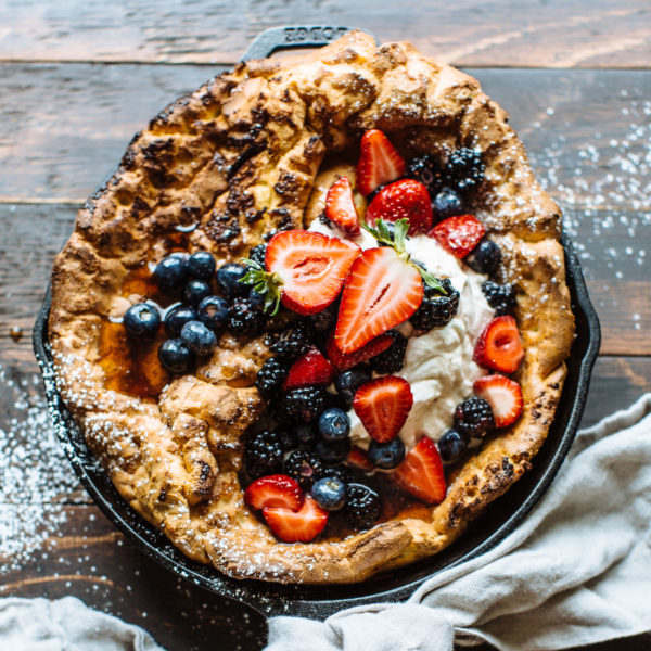 Sweet Potato Dutch Baby with Maple Soaked Berries