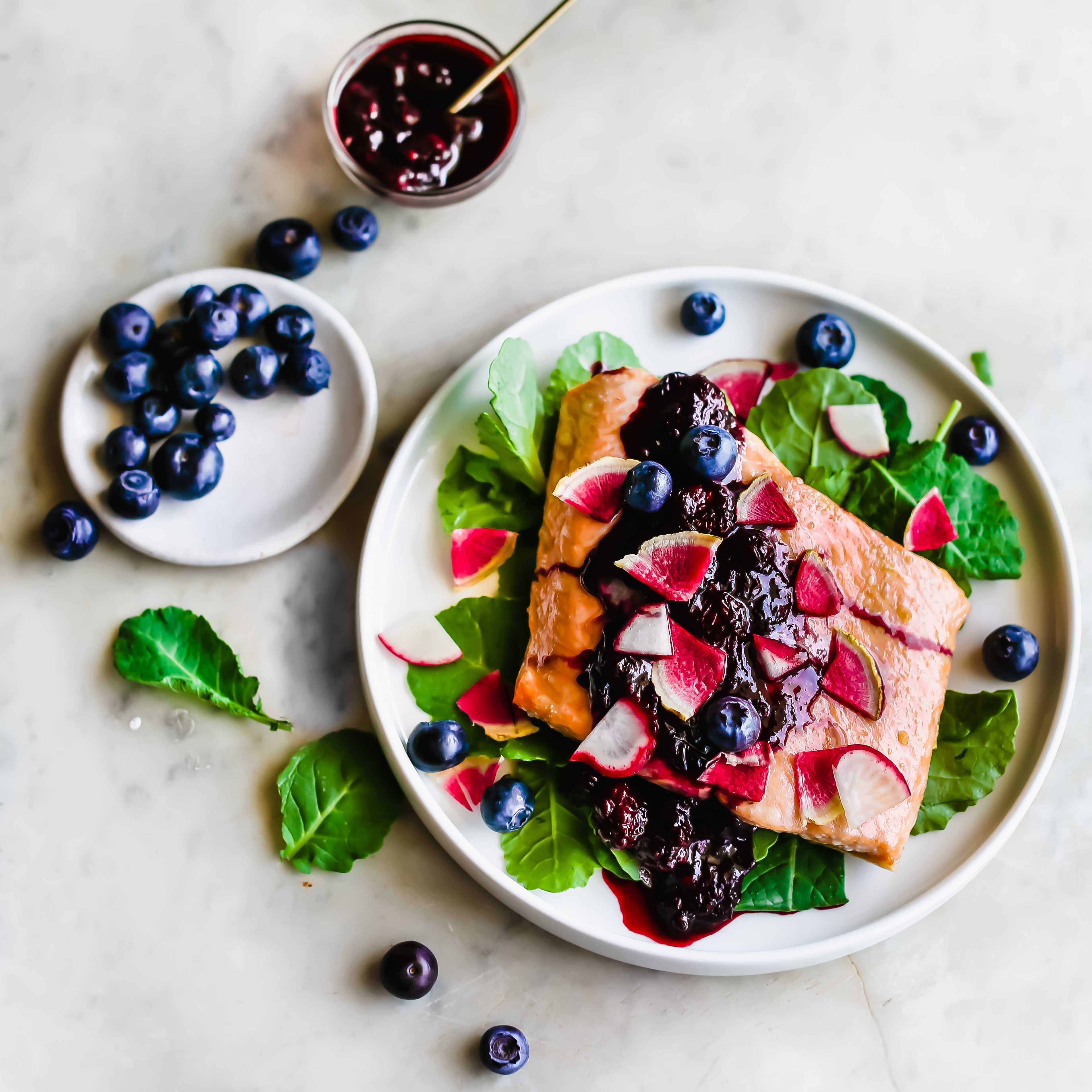 Tender Roasted Salmon with a Silky Blueberry Glaze - California Giant Berry Farms
