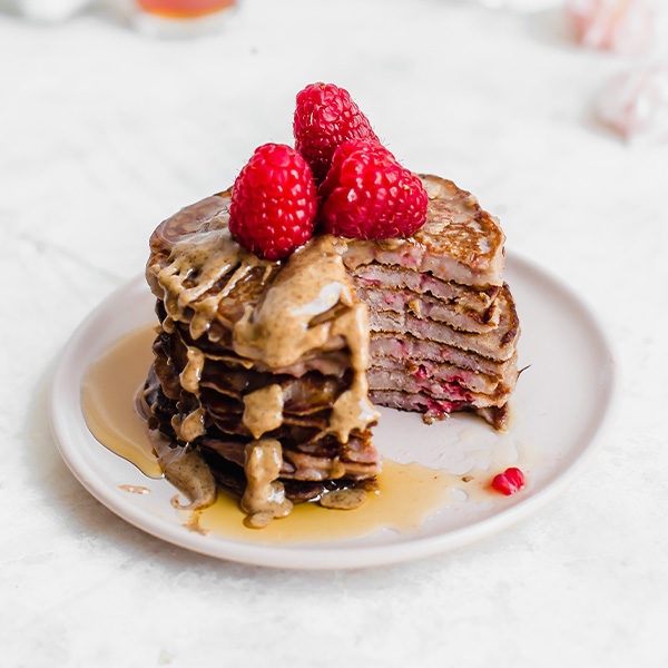 Almond Butter and Raspberry Pancakes