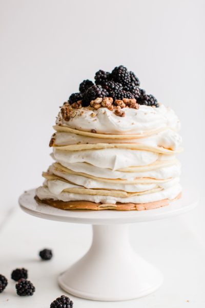 Blueberry Crepe with Whipped Cream & Candied Pecans