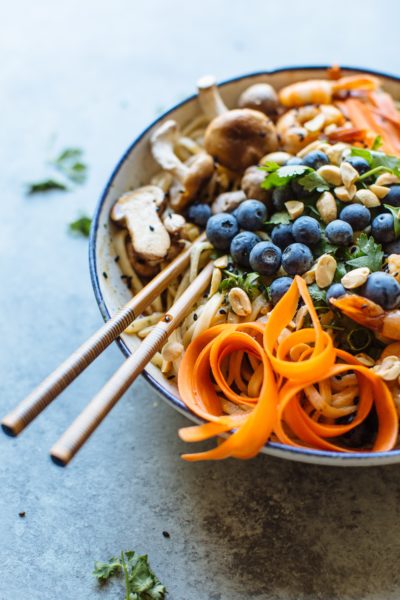 Thai Noodles with Blueberries & Peanuts