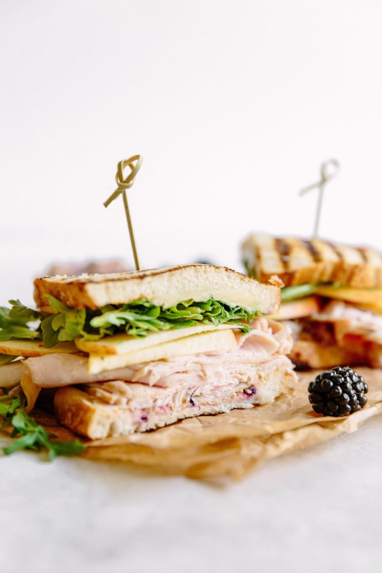 Roasted Turkey & Apple Sandwhich Bites with Blackberry Mustard