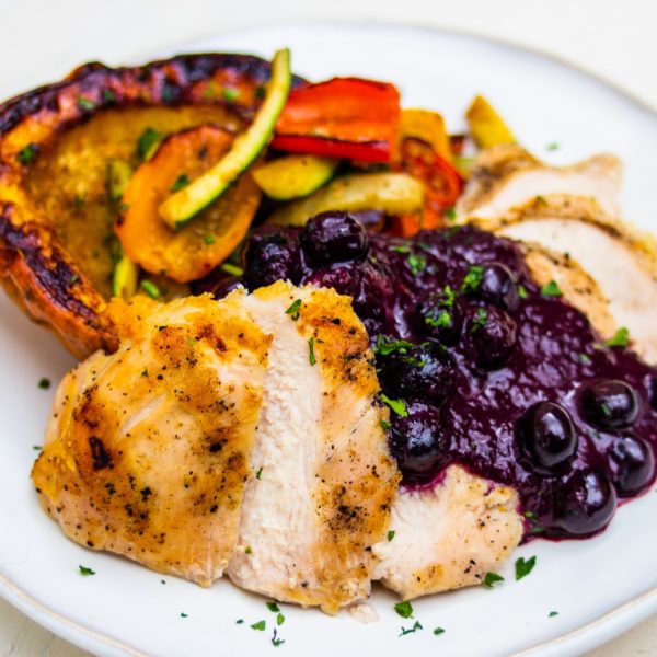 Grilled Chicken with Blueberry Balsamic Glaze