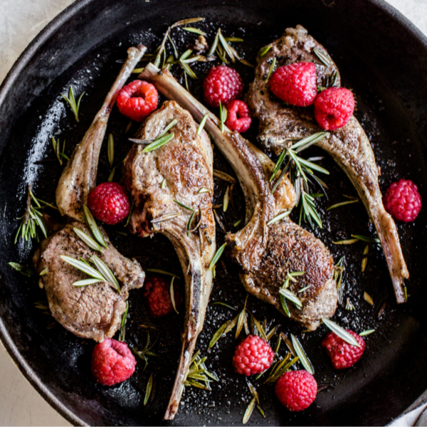 Lamb Lollipops with Raspberry Vinaigrette