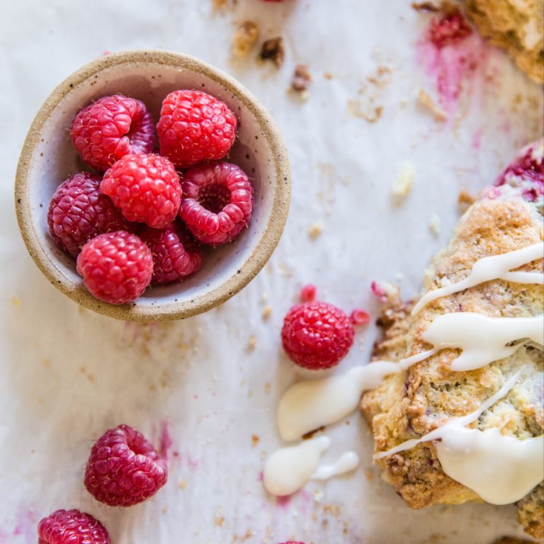 Raspberry Scones with Ginger Glaze