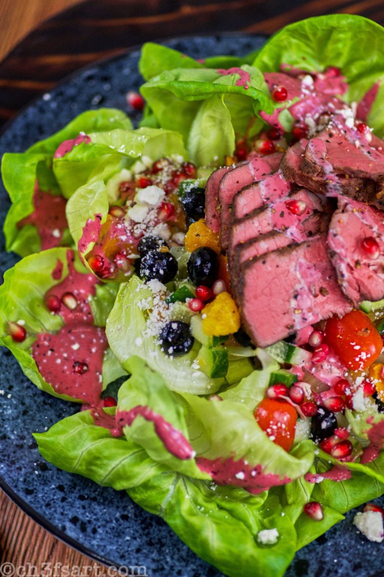 Sous Vide Sirloin Steak Salad with Blueberry Vinaigrette