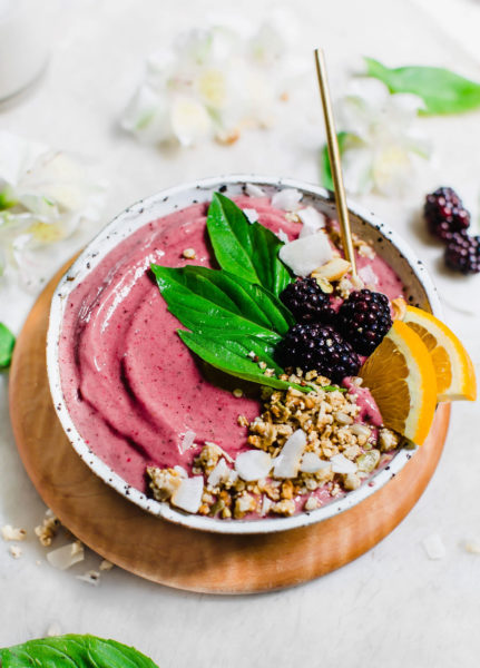 Tropical Blackberry-Basil Coconut Smoothie