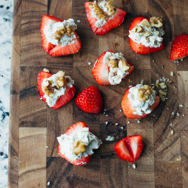 Blue Cheese & Walnut Stuffed Strawberries