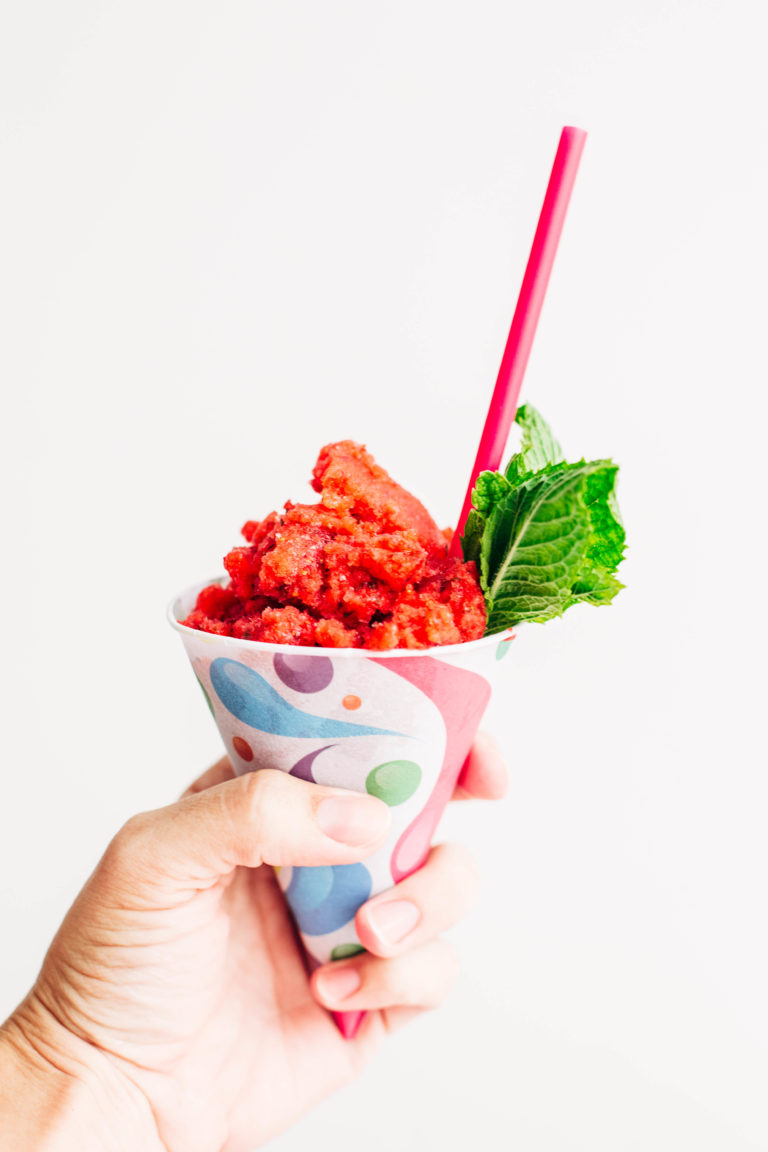 Strawberry + Lime + Basil Granita