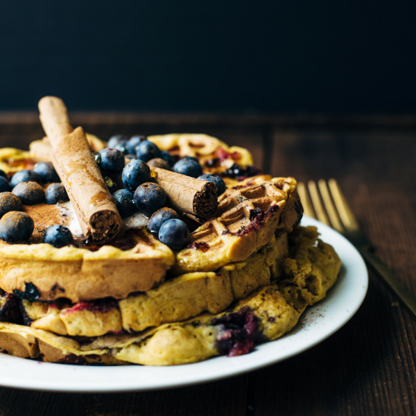 Pumpkin-Spice Blueberry Waffles