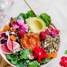 Nourish Bowl with a Raspberry-Romesco Sauce