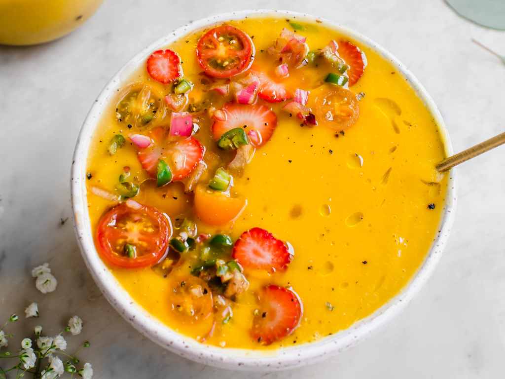 Butternut Squash Soup with a Tomato and Strawberry Relish - California Giant Berry Farms