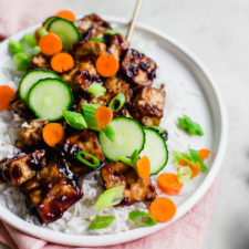 Crispy Tofu with a Blueberry-Teriyaki Glaze
