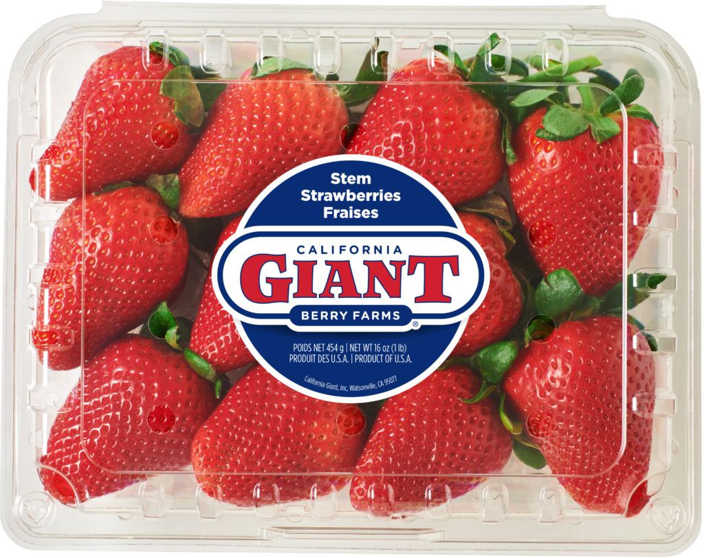 California Giant 1lb. Stems Conventional Strawberries Clamshell
