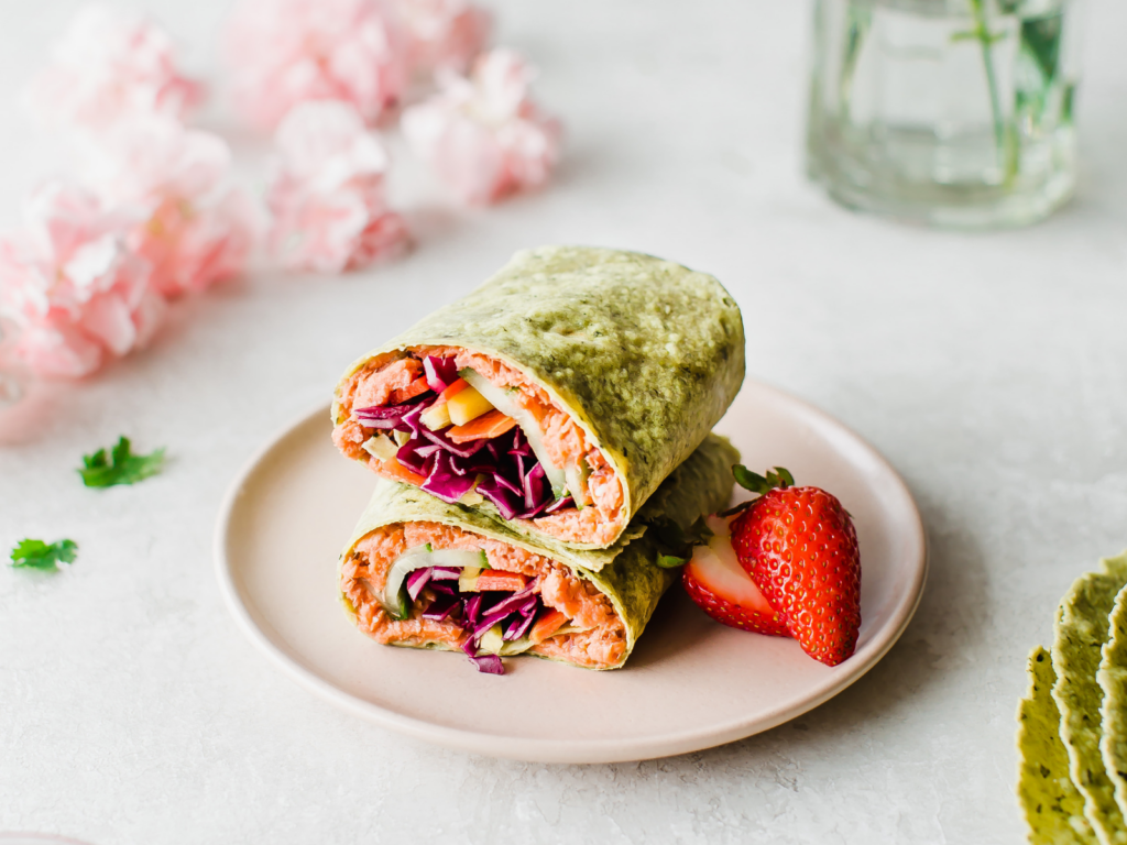 Veggie Salmon Wrap with Pickled Berries California Giant Berry Farms
