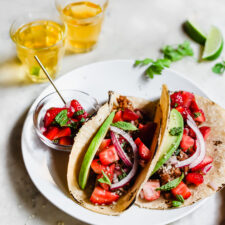 Jackfruit Tacos with Strawberry Mint Salsa