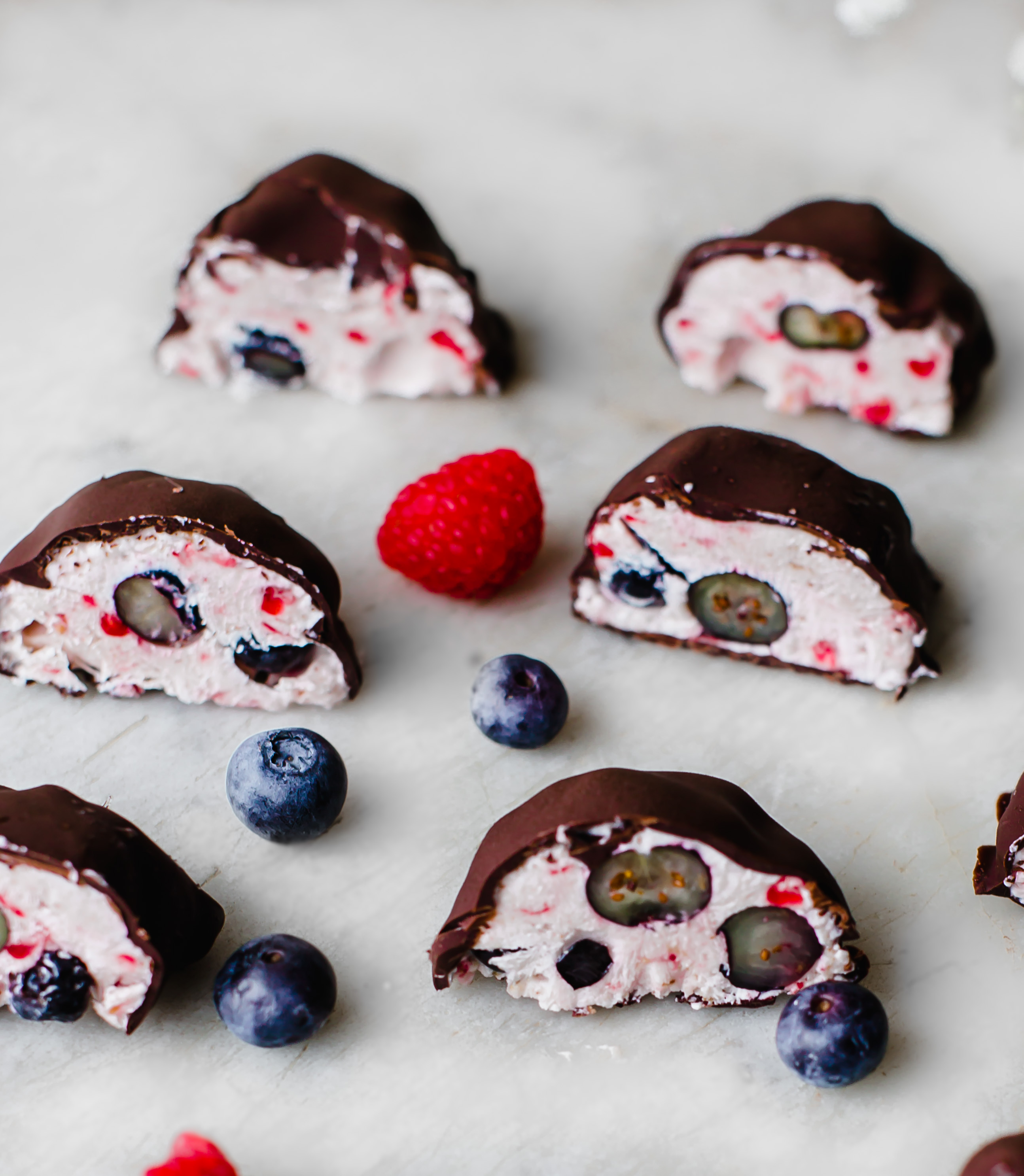 Chocolate Covered Raspberry and Blueberry Yogurt Bites - California Giant Berry Farms
