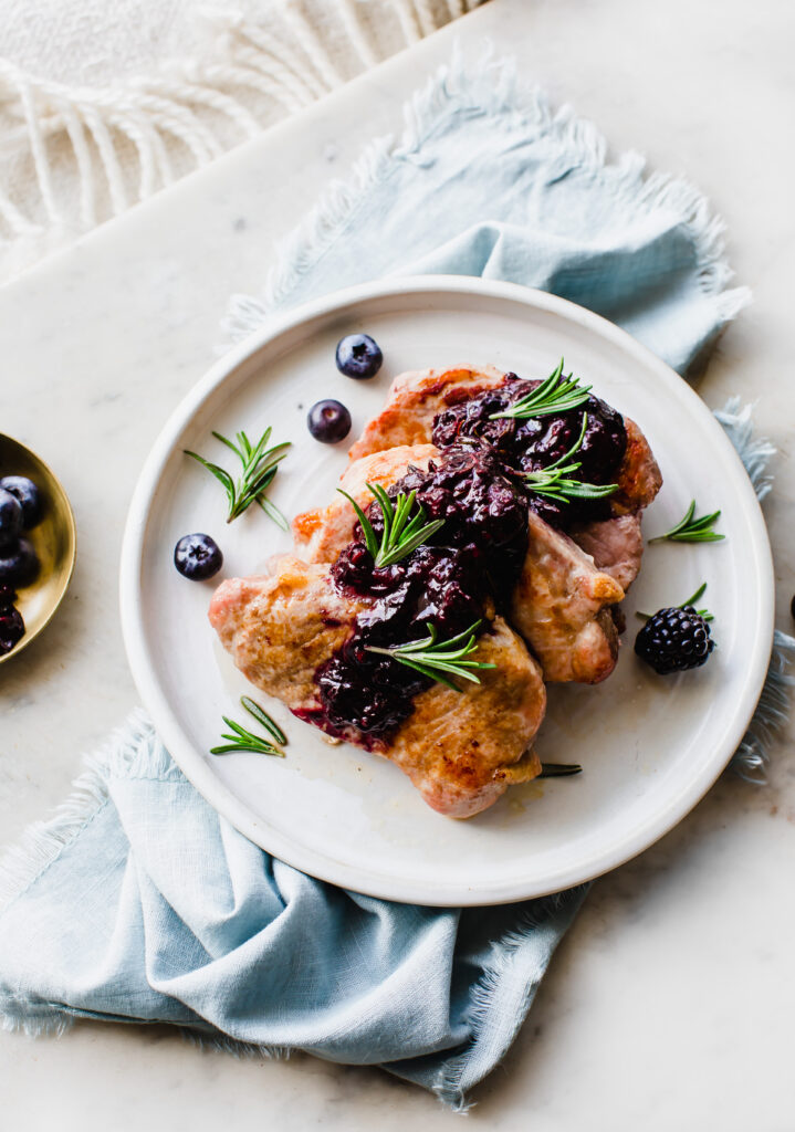 Oven Baked Pork Tenderloin with Rosemary Berry Red Wine Sauce - California Giant Berry Farms