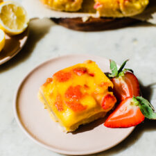 Strawberry Lemon Bars with Tahini-Shortbread Crust
