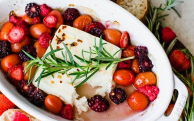 Baked Feta with Tomatoes and Mixed Berries Appetizer