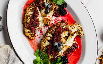 Roasted Cauliflower Steak with Mixed Berry Salsa Verde