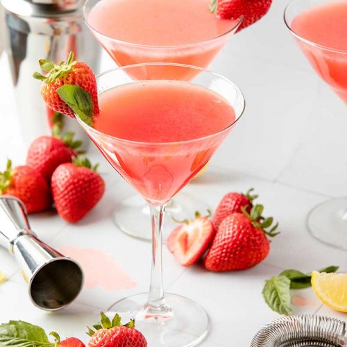 Strawberry Basil Limoncello Martini